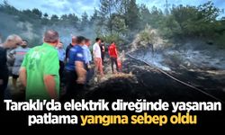 Taraklı'da elektrik direğinde yaşanan patlama yangına sebep oldu
