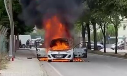 Otomobil cayır cayır yandı