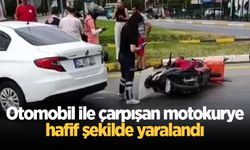 Otomobil ile çarpışan motokurye hafif şekilde yaralandı