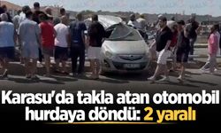 Karasu'da takla atan otomobil hurdaya döndü: 2 yaralı