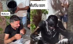 Sakarya'da çekilen bu video sosyal medyada viral oldu! Gencin başından aşağıya ne bulduysa döktüler