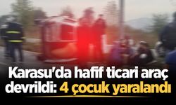 Karasu'da hafif ticari araç devrildi: 4 çocuk yaralandı
