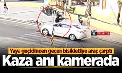 Yaya geçidinden geçen bisikletliye araç çarptı! Kaza anı kamerada