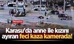Karasu'da anne ile kızını ayıran feci kaza kamerada!