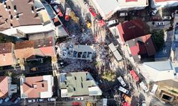 Gebze'de çöken bina havadan görüntülendi