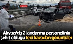 Akyazı'da 2 jandarma personelinin şehit olduğu feci kazadan görüntüler