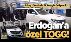 İlk kez görücüye çıktı! Cumhurbaşkanı Erdoğan törene Togg'un özel versiyonu ile geldi