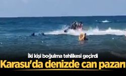 Karasu'da denizde can pazarı: İki kişi boğulma tehlikesi geçirdi