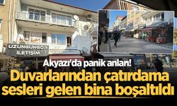 Akyazı'da panik anları! Duvarlarından çatırdama sesleri gelen bina boşaltıldı