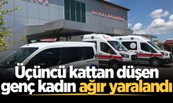 Üçüncü kattan düşen genç kadın ağır yaralandı