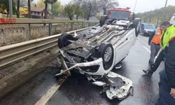 Bilecik'te takla atan aracın sürücüsü hafif yaralandı