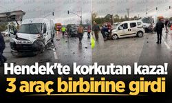 Hendek'te korkutan kaza! 3 araç birbirine girdi