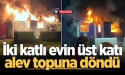 İki katlı evin üst katı alev topuna döndü
