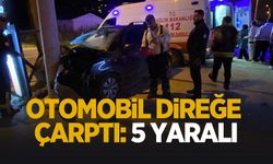 Otomobil direğe çarptı: 5 yaralı