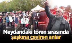 Meydandaki tören sırasında şaşkına çeviren anlar