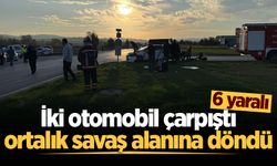 İki otomobil çarpıştı, ortalık savaş alanına döndü: 6 yaralı