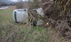 Bolu’da takla atan otomobil metrelerce sürüklendi