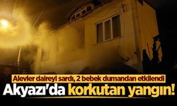 Akyazı'da korkutan yangın! Alevler daireyi sardı, 2 bebek dumandan etkilendi