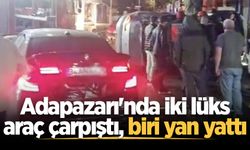 Adapazarı'nda iki lüks araç çarpıştı, biri yan yattı