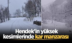 Hendek'in yüksek kesimlerinde kar manzarası