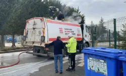 Bolu’da yol süpürme aracında yangın çıktı