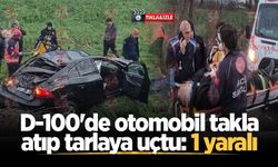 D-100'de otomobil takla atıp tarlaya uçtu: 1 yaralı