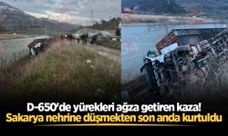 D-650'de yürekleri ağza getiren kaza! Sakarya nehrine düşmekten son anda kurtuldu