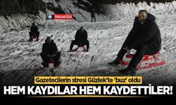 Gazetecilerin kızak keyfi