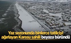 Karasu sahili beyaza büründü