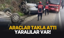 D-650'de iki otomobil takla attı: Yaralılar var