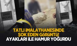 Tatlıcıda şok görüntü; Ayakları ile hamur yoğurdu