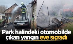 Kaynarca'da park halindeki otomobilde çıkan yangın eve sıçradı