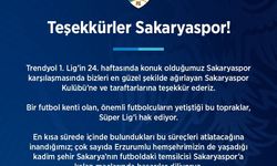 Erzurumspor FK'dan Sakaryaspor'a teşekkür