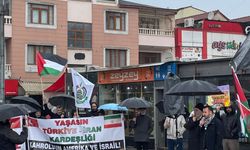 Sakarya Filistin Gönüllüleri'nden meydanda Filistin ve İran için destek eylemi