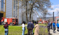 Düzce'de kauçuk fabrikasında baca yangını