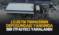 Lojistik deposu yangınında bir itfaiyeci yaralandı