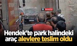 Hendek'te park halindeki araç alevlere teslim oldu