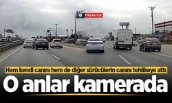Hem kendi canını hem de diğer sürücülerin canını tehlikeye attı: O anlar kamerada