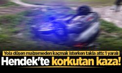 Yola düşen malzemeden kaçmak isterken takla attı: 1 yaralı