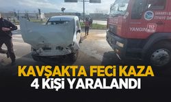 Hafif ticari araç ile otomobil çarpıştı: 4 yaralı