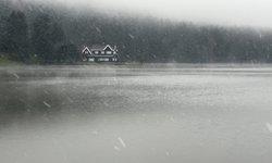 Gölcük Tabiat Parkı'nda kar yağışı