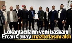 Lokantacıların yeni başkanı Ercan Canay mazbatasını aldı