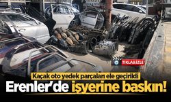 Erenler'de işyerine baskın! Kaçak oto yedek parçaları ele geçirildi