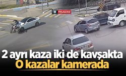 2 ayrı kaza iki de kavşakta: O kazalar kamerada