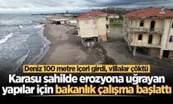 Karasu sahilde erozyona uğrayan yapılar için bakanlık çalışma başlattı