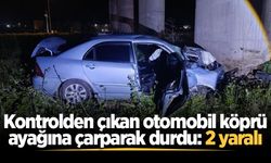 Karasu'da kontrolden çıkan otomobil köprü ayağına çarptı: 2 yaralı