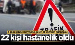 Sakarya’da 4 günde 11 trafik kazası: 22 kişi yaralandı