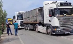 Baba ve oğlunun kullandığı tırlar çarpıştı