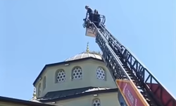 Ayağına ip dolanan yavru leyleği itfaiye ekipleri kurtardı