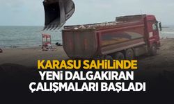 Karasu sahilinde dalgakıranlar güçlendiriliyor